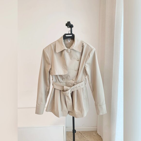 Helsa Oversized Women's Twill Cropped Trench Coat - Picture 6 of 13